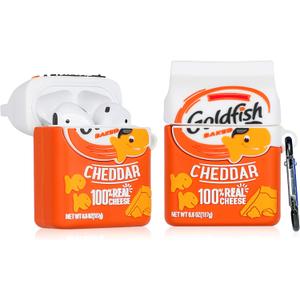 Oqplog for AirPod 2/1 Case Food Design Cover for AirPods Silicone Cases Air Pods Cute Funny Cartoon 3D Kawaii Fun Soft Designer Unique Fashion Cool Pretty for Girls Boys Teen Girly (Gold Fish Cookie)