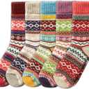 NORDIC Socks 5 Pairs, Merino Wool Socks for Men & Women, Winter socks, Cozy and Comfortable (Large, Ida)