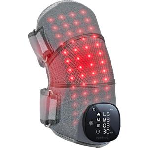 FORTHiQ RED+ Knee Massager with Heat and Red Light Therapy for Pain Relief, Knee Brace with 2 Wavelengths, 3 Massage & 4 Pulsing Modes, 5 Heat Levels, 52 Lights, Cordless FSA-HSA Eligible (1-Pack)