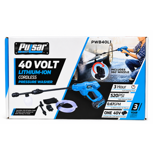 40V Lithium-ion Cordless Pressure Washer - 520 PSI Cleaning Power, 2.0Ah Battery & Soap Bottle Included