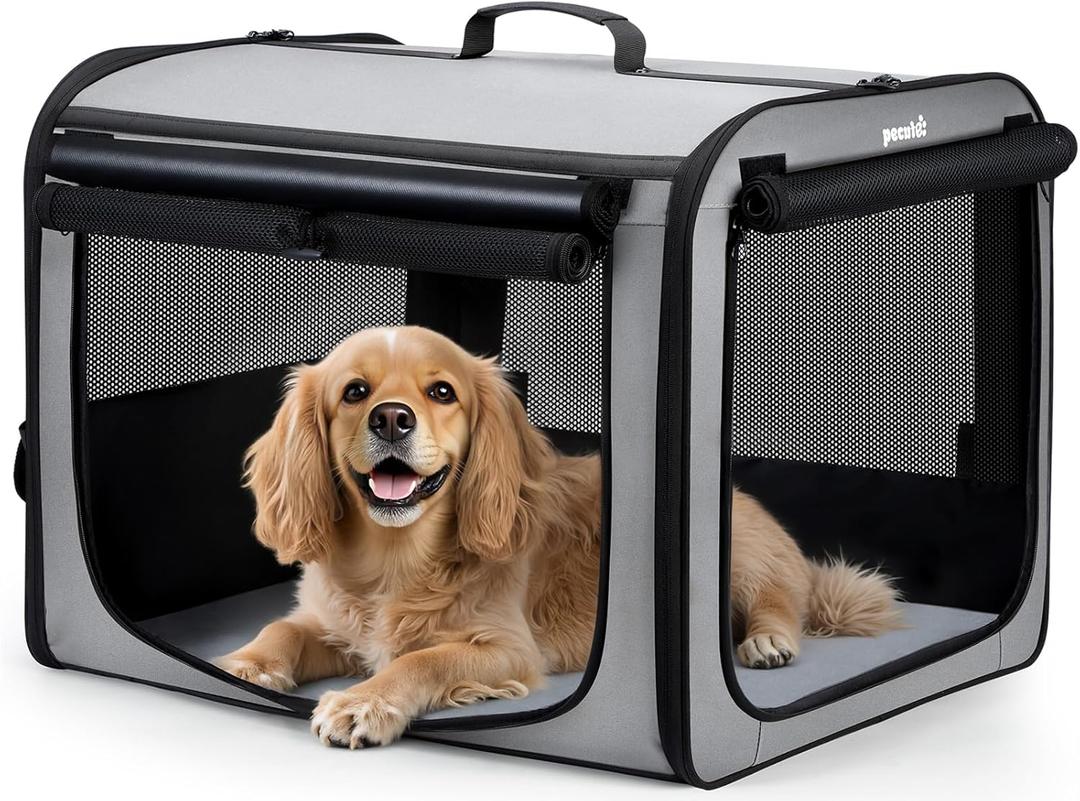Large Dog Car Carrier Light Weight, 2720.520.5ins Dog Carrier for Cars, Portable Dog Car Crate with Breathable Windows, Stable Pet Carrier for Both Indoor and Outdoor Use, Pet Travel Crate Gray