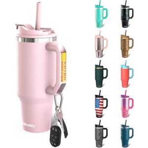 Frost Buddy Thicc Buddy - 40 oz Stainless Steel Vacuum Insulated Tumbler with Lid and Straw for Water - Travel Mug Cupholder Friendly - Gifts for Women Men Him Her (Ballet Slipper)