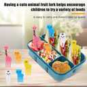 Bento box adult work lunch box, adult container, with 4 compartments, lunch container with cutlery ( knife, fork, spoon, sauce box), animal fruit fork, microwave and dishwasher safe, Orange Blue