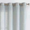 COLLACT Blue Striped Linen Curtains 96 Inch Length for Living Room/Bedroom Farmhouse Pinstripe Pattern Curtains Light Filtering Drapes Grommet Window Treatments, W50 x L96, 2 Panels Blue on Beige (50"W x 96"L (Pack of 2), A | Stripe Blue)
