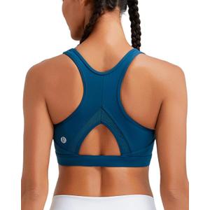 RUNNING GIRL Sports Bras for Women High Support Moulded Cup High Impact Sports Bras Racerback Workout Running Yoga Bra (XX-Large, Navy)