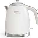 Hazel Quinn Electric Kettle - 1.7 Liters (57oz) Stainless Steel Water Kettle, BPA-Free Interior, 1200W Fast Boiling, Cordless, Rotational Base, Automatic Shut Off & One-Touch LED - Pearl White