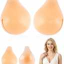 Sticky Bra for Women, Push Up Adhesive Bras, Invisible Backless Strapless Silicone, Spoon Shape Thin Edge (2 Pairs) Size D