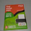 JOYEZA Premium Printable Vinyl Sticker Paper for Inkjet Printer - 25 Sheets Matte White Waterproof, Dries Quickly Vivid Colors, Holds Ink well- Tear Resistant - Inkjet & Laser Printer