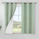 YoungsTex Light Green Linen 100% Blackout Curtains 40 Inch Length, Short Thermal Insulated Drapes with Grommet Privacy for Bedroom Window, 2 Panels, 42 X 40 Inch