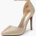 DREAM PAIRS Women's Oppointed-Lacey Pointed Toe Ankle Strap High Heel Stiletto Pumps Wedding Dress Shoes 5.5, Gold/ Glitter 