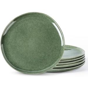 AmorArc Ceramic Dinner Plates Set of 4, 10.5 Inch Handmade Reactive Glaze Stoneware Plates, Rustic Shape Dinnerware Dish Set for Kitchen, Microwave & Dishwasher Safe, Scratch Resistant
