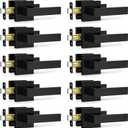 Plustool 10 Pack Matte Black Door Handles Interior, Passage Door Knobs Closet Door Levers for Hallway, Heavy Duty Square Doorknob Non-Locking Handlesets for Left & Right Sided Doors