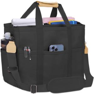Utility Large Canvas Tote Bag with 13 Pockets Compartments, Multi Crossbody Tote Bag Work Shoulder Bag Travel Bag
