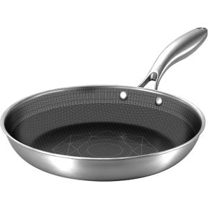 COOKER KING 10 Inch Frying Pan Nonstick,Stainless Steel Tri-Ply Skillet
