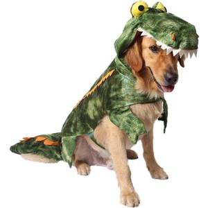 Dog Costume Halloween Dog Crocodile Dinosaur Costume for Small Large Dog Pets Winter Warm Coat Jumpsuits (Green, XXL)