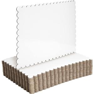 Sparkle and Bash White Foil Cake Boards, Scalloped Rectangle Dessert Base (14 x 10 In, 25 Pack)
