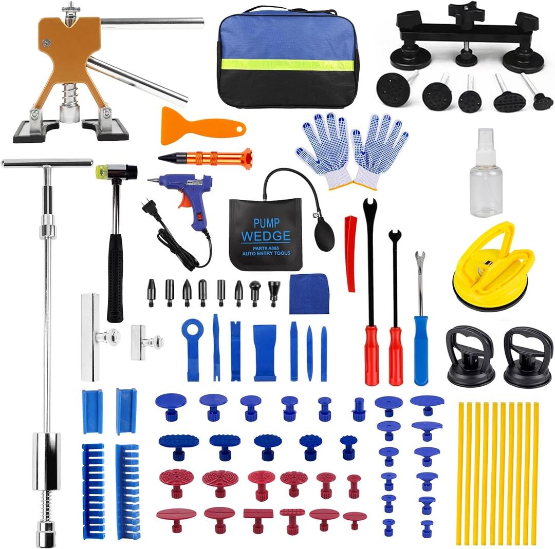 Car Dent Puller, Dent Puller Kit for Dent Repair, Dent Remover Tool for car with Slide Hammer T-Bar, Golden Lifter, New Metal Repair Pen, Dent Puller for Car, Motorcycle, Refrigerator, Door Ding