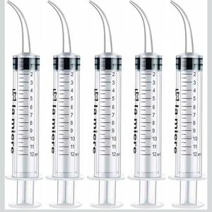 Wisdom Teeth Syringe, 5 Pack Irrigation Dental Syringes with Measure Scale & Curved Tip for Dental Care Liquid Oral Tonsil Stone