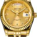 41MM Men's Gold Plated Stainless Steel Waterproof Quartz Watch Luxury Wristwatch with Date Week Display