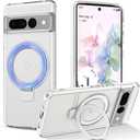 CameCosy for Google Pixel 7 Pro Case with Magnetic Ring Stand [Compatible for MagSafe],Crystal Transparent Design Drop Protection Non-Yellowing Shockproof Kickstand Cover for Google Pixel 7 Pro 6.7