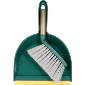 Small Broom and Dustpan Set, Dustpan and Brush Set, Small Brush and Dustpan Set, Hand Broom and Dustpan Set, Mini Handheld with Home, Desktop, Kitchen, Pet (Green)
