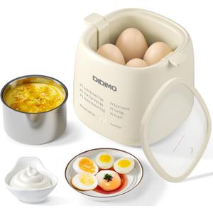 Rapid Egg Cooker, Timable Egg Cooker for Hard Boiled Eggs, Soft Boiled Egg, Hot Spring Egg, Egg Custard, Tea Egg, Yogurt, Electric Egg Cooker with Auto Shut Off and Beep Alarm for Kitchen, Dorm (Warm White)