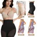 QIJ Shapewear for Women High-Waisted Tummy Control Shorts Shapewear, Butt Lifter, No Roll Body Shaper Panty Black (Black, M)