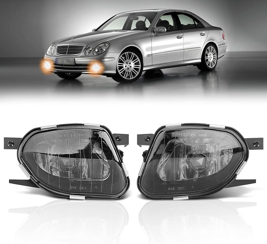 TangMiGe Fog Lights for Mercedes Benz E280 E300 E320 E350 E500 E550 E55 AMG All Configurations, W211 / S211, 2003-2009, Fog Lamps Replacement, 1 Pair, Smoke Lens
