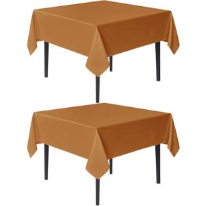 sancua Thanksgiving Square Tablecloths 54x54 Inch Light Brown, 2 Pack - Fabric Fall Table Cloth for Square or Round Tables, Washable Polyester Cover for Dinner Holiday Party Display Tables, Bronze