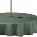 DII Indoor/Outdoor Tabletop Collection Umbrella Hole with Zipper, Machine Washable, Tonal Lattice, Tablecloth, 60" Round, Artichoke