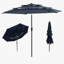 Sunnydaze 10 ft Outdoor Patio Umbrella with Tilt and Crank - 3-Tier Vented Outdoor Table Umbrella - Navy Blue, Without lights