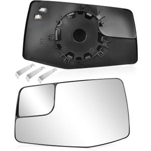 TOP-MAX Driver Side Mirror Glass Replacement for 2019 2020 2021 2022 2023 Chevrolet Silverado| GMC Sierra 1500 2500 3500HD, Left Convex Heated Mirror Glass with Backplate