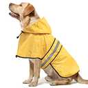 Domagiker Reflective Waterproof Dog Raincoat - Lightweight Dog Rain Jacket with Hooded, Adjustable Pet Rain Coat Poncho Slicker for Dog Walking (Large, Yellow)