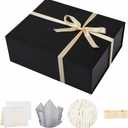 UoeRing 1 Extra Large Black Gift Box 20x16x7 inch Luxury Gift Box for Presents with Magnetic Closure Lid Collapsible,Birthday,Christmas,Contains Card, Ribbon,Tissue Paper,Shredded Paper Filler, 1 count