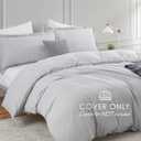 Hearth & Harbor Light Grey Duvet Cover Twin Size - 2 Piece Soft Double Brushed Bedding Set - Includes 1 Twin Duvet Cover with Button Closure 68x90 inches and 2 Pillow Shams