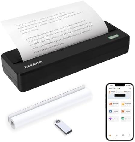 Rongta Portable Printer Wireless for Travel, 300DPI Thermal Inkless Bluetooth Mobile Printer, Support 8.5" X 11" US Letter, Compatible with Android iOS Phone & Laptops (Gray)