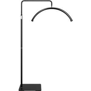 Half Moon Light - LED Floor Lamp for Lash and Eyelash Extensions, Tattoos, Estheticians, Office, Living Room, Working, and Reading - Cool/Warm Light, Adjustable Height & Angle & Brightness (Glossy Black)