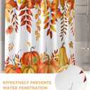 Fall Pumpkins Maple Leaf Shower Curtain Orange Autumn Leaves Harvest Waterproof Shower Curtain with Hooks Thanksgiving Farmhouse Shower Curtains for Bathroom, Hotel, Stalls, Bathtubs, 72x72 Inch
