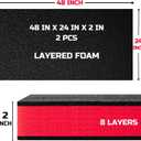ONREVA Tool Box Foam 48x24x2 inch 2Pack, Foam Inserts for Cases, Polyethylene Storage Sheets for Toolbox Hard Case, Tool Shadow Insert, Kaizen Organizer Sheet, Black with Red