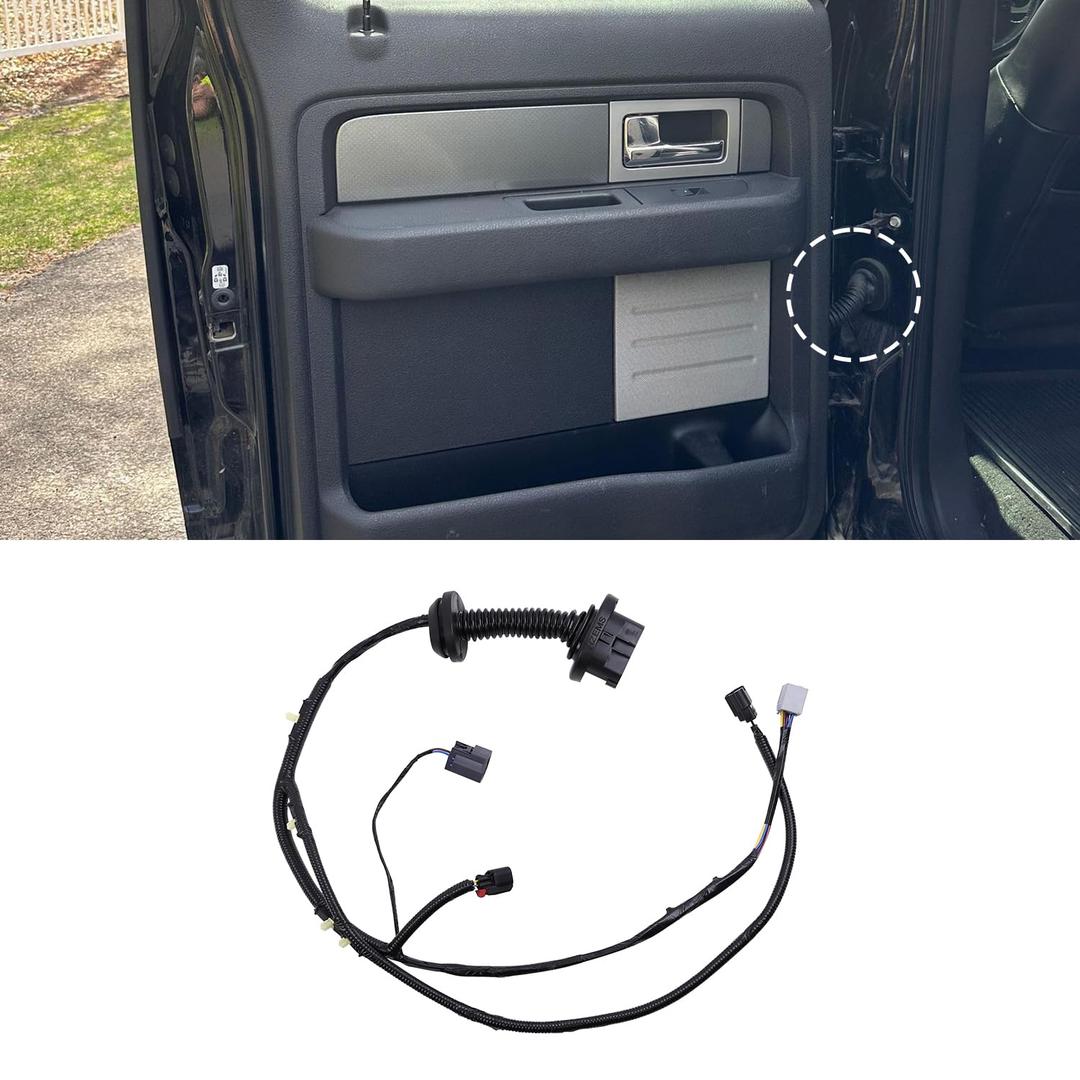 Driver Door Jumper Wire Harness Assembly Compatible with Ford F150 Crew Cab 2009 2010 2011 2012 2013 2014, Door Wire Harness Replace OE# 9L3Z-14631-CAA (Driver Side LH Rear)