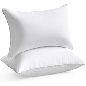 FAVRIQ 12 x 20 Throw Pillow Inserts (Set of 2), Rectangle Interior Sofa Pillow Inserts with 100% Cotton Cover, Lumbar Support Pillow for Chair Bed, Decorative Pillow Insert Pair, White Couch Pillow
