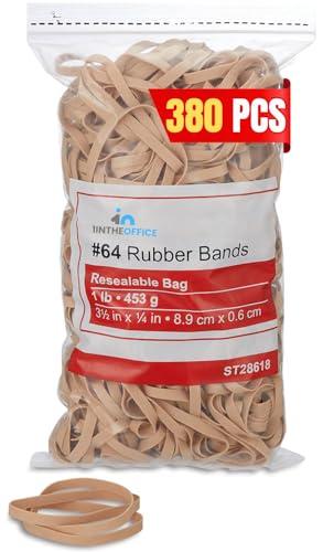 1InTheOffice Thick Heavy Duty Rubber Bands, Beige, Size 64, 380 Pack