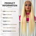 Aubree 613 Blonde Lace Front Wig Long Straight Hair Heat Resistant Fiber Blonde Synthetic Wigs Glueless Pre-plucked Natural Frontal Lace Wigs for Black Women Daily & Cosplay Wear