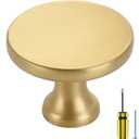 Ravinte 30 Pack Solid Metal Knobs Dresser Drawer Knobs Gold Cabinet Hardware Round Cabinet Door Knobs Drawer Knobs Kitchen Cabinet Knobs Brushed Brass Drawer Pulls
