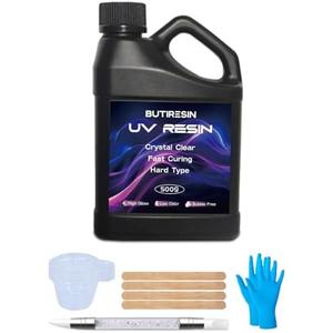 ButiResin 500g UV Resin, UV Resin Clear - Fast Curing, Crystal Clear, Odourless, Low Viscosity & Hard Type, UV Resin Kit for DIY Jewelry Making, Casting, and Coating Crafts