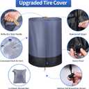 Tire Cover Waterproof Outdoor Indoor，Durable 420D Tire Covers for Storage,Universal Tyre Dust Protective Cover with Waterproof Zipper,Bottom Drawstring and Air Vent (Grey & Black)