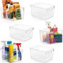 ClearSpace Clear Plastic Storage Bins Pantry Organizers & Storage Containers, Cabinet Organizer - Home Organization Must Haves for Kitchen, Laundry Room, Office, Closet, Garage & Freezer (6 pack)