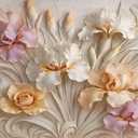 3D Floral Peel and Stick Wallpaper Self Adhesive Cream Iris Flower, 134" x 96"