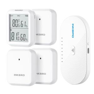 INKBIRD WiFi Thermometer Hygrometer 3 Pack with 300ft Wireless Sensors & App Alerts | Indoor/Outdoor Temperature Humidity Monitor for Home, Greenhouse, Cellar | 50 Sensor Capacity & Cloud Storage