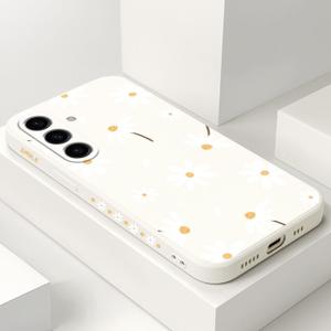 for Samsung Galaxy S25 Plus Case, Anti Scratch Soft Microfiber Lined Liquid Silicone for Samsung S25 Plus Phone Cover 6.7 inch, Chamomile White
